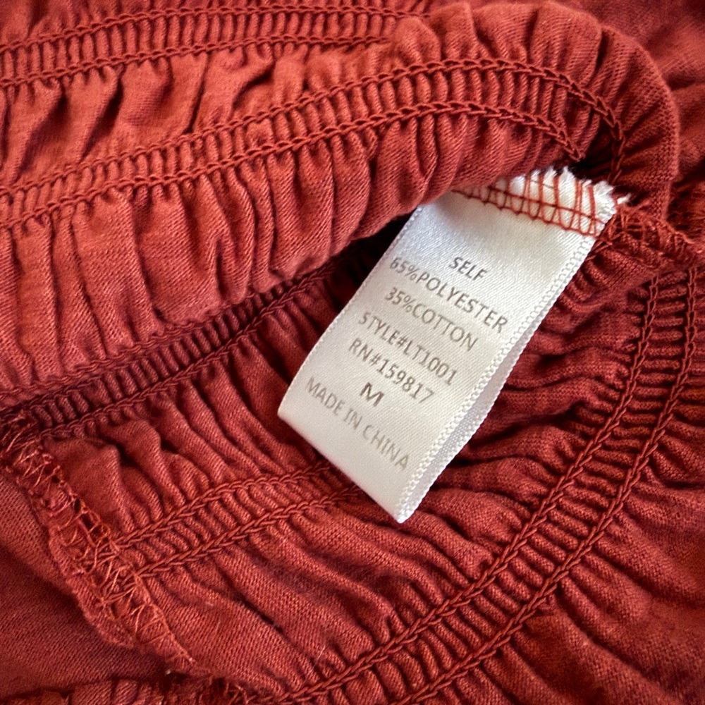 Altar'd State Rust Smocked Ruffle Top  ( Size M) - Picture 4 of 4